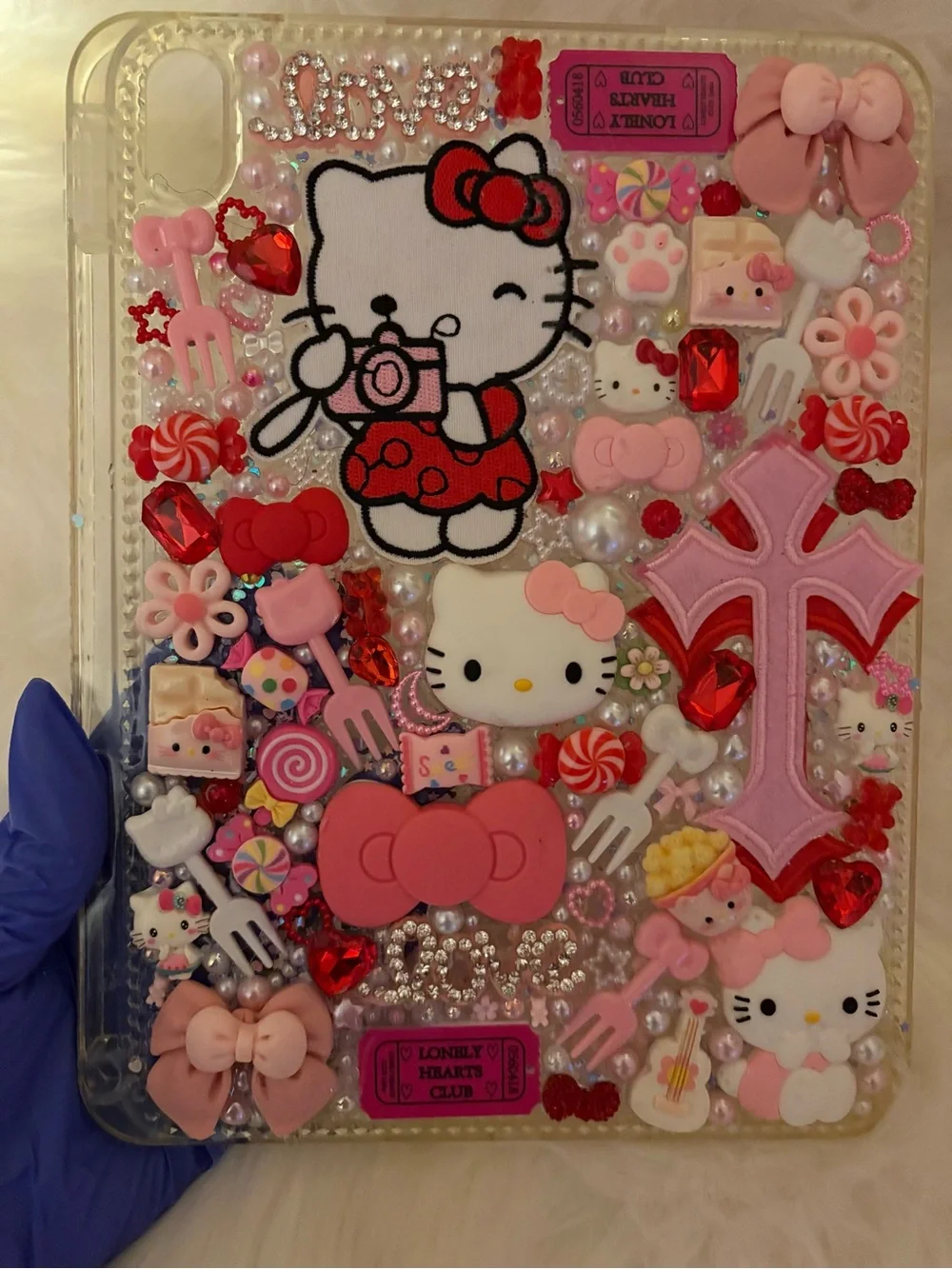 Hello Kitty Pink Decorative Kids Tablet Case - Cute Bow & Charms